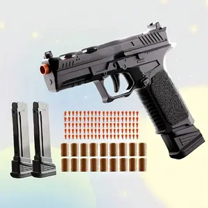 SIG17 Foam Dart Blaster Toy Set with 120 Foam Bullets, 12 Shell Casings and 2 Magazines, Continuous Play and Shell Ejection Feature, Outdoor Target Game Toy