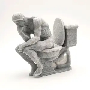 The Thinker, Bathroom Accessory, Sitting Figure on Toliet, Gag gift bedroom decorative desk buddy