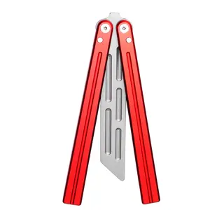 TGZUO KNIFE Hardware tools Aluminum Butterfly Trainer, Safe Bladeless Practice Hand Tool, Skill Toy, Flip Tool, Fidget Toy LG02 RED BLUE