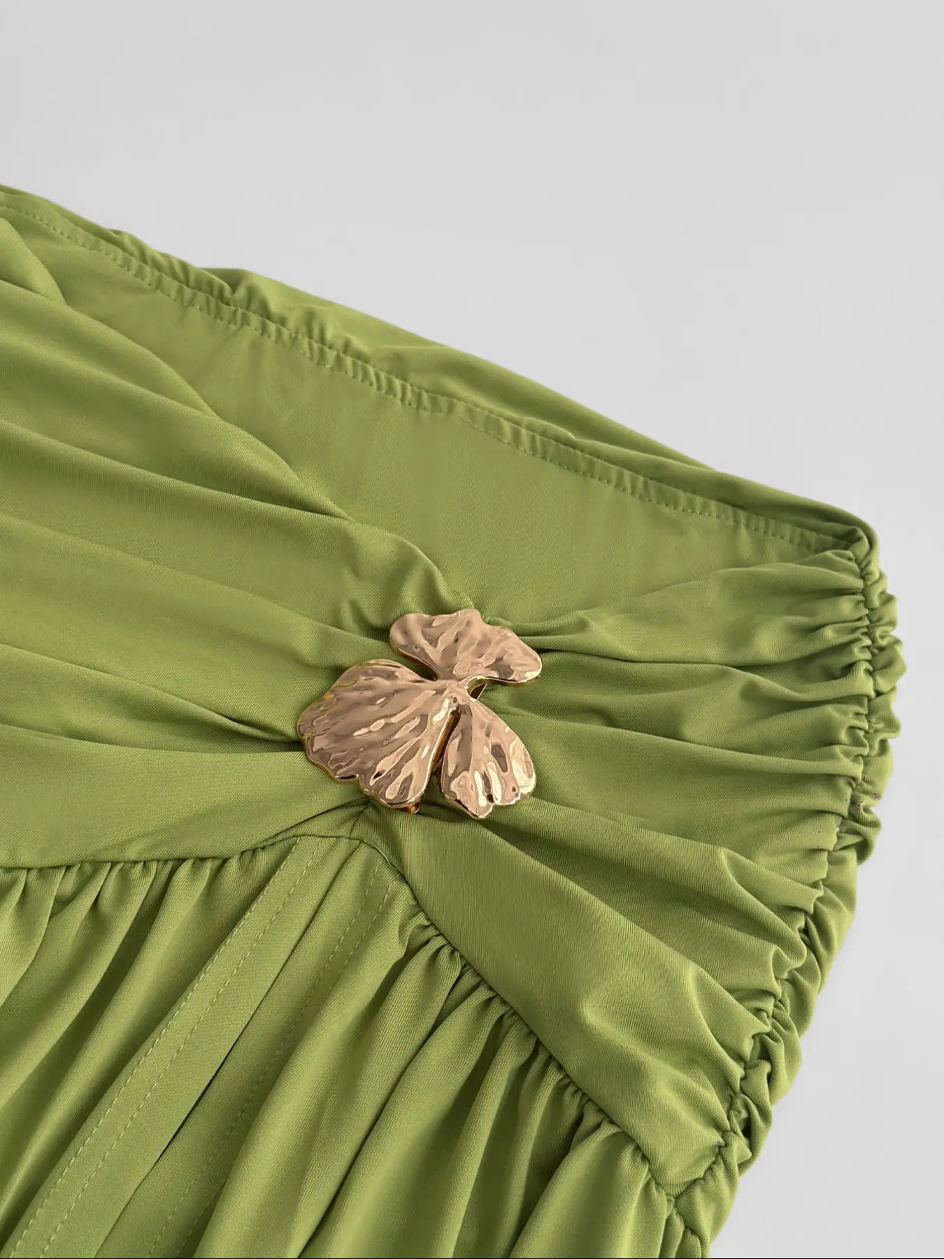 Green Halter Deep V Backless Two Piece Maxi Dress Set Ruched High Slit Bodycon Long Dress Green Halter Deep V Backless Two Piece Maxi Dress Set Ruched High Slit Bodycon Long Dress