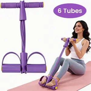 6-Tube Resistance Band Pedal, Multifunction Pedal Resistance Band, Elastic Pull Rope Fitness, Full-Body Workout at Home Gym, Home Gym Arm & Waist Training Pedal Band, Exercise Sit-up, Yoga, Abdominal Training, puller