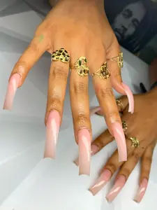 20pcs Minimalist Style Nails Long Curve Press On Nails Simple Square Glossy Half Cover Fake Nails Coffee False Nails For Women And Girls - Includes Nail File & Jelly Adhesive