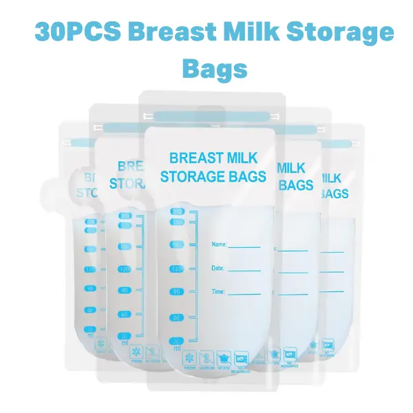 30PCS Breast Milk Storage Bags, BPA-Free Leakproof Milk Bags for Breastfeeding, Fast Freeze Breastmilk Storage Containers for Fridge & Freezer, Baby Essentials Feeding Bags, Independence Day Mom Gift Set