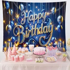 Happy Birthday Tapestry, 1 Count Colorful Balloon Pattern Wall Hanging Decoration, Festive Party Supplies Background Banner, Room Decor, Celebration Gift, Ornaments