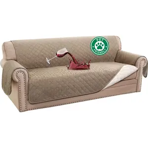 100% Waterproof Couch Covers for 3 Cushion Sofa Pet Friendly Cover for Dogs Washable Couch Protector Triple Non-Slip Furniture Cover for Pets, Kids (Sofa 70", Khaki)