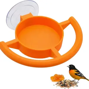 Window Bird Feeder with Strong Suction Cup, Vibrant Orange Bird Watching Feeder for Wild Birds, Easy to Clean Tray and Curved Perch, Perfect Bird Watching Gift for Garden & Home
