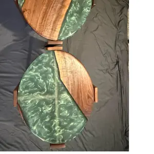 End Tables Black Walnut and Emerald Dream Epoxy Rivers Modern Coffee Table with Unique Design