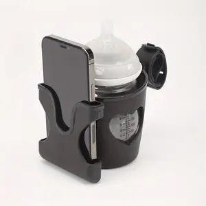 Single Trolley Cup Holder with Mobile Phone Mount, Cup Holder for Scooters, Universal Design, 2-In-1 Phone Stand Compatible with Strollers, Bicycles, And Wheelchairs
