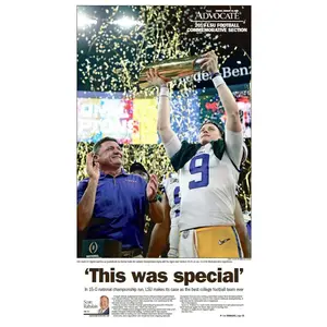 LIMITED: Commemorative Page Front - LSU National Championship Winner 2019-2020 - POSTER NO FRAME