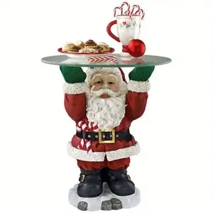 Santa Service Plate Sculpture - No Power Needed Christmas Decoration with Santa Claus, Tabletop Decor for Holiday Parties, Mantels, Sideboards - Durable Indoor/Outdoor Santa Table Decorations - Easy-Clean Holiday Centerpiece, Santa Claus Decorations, Fest
