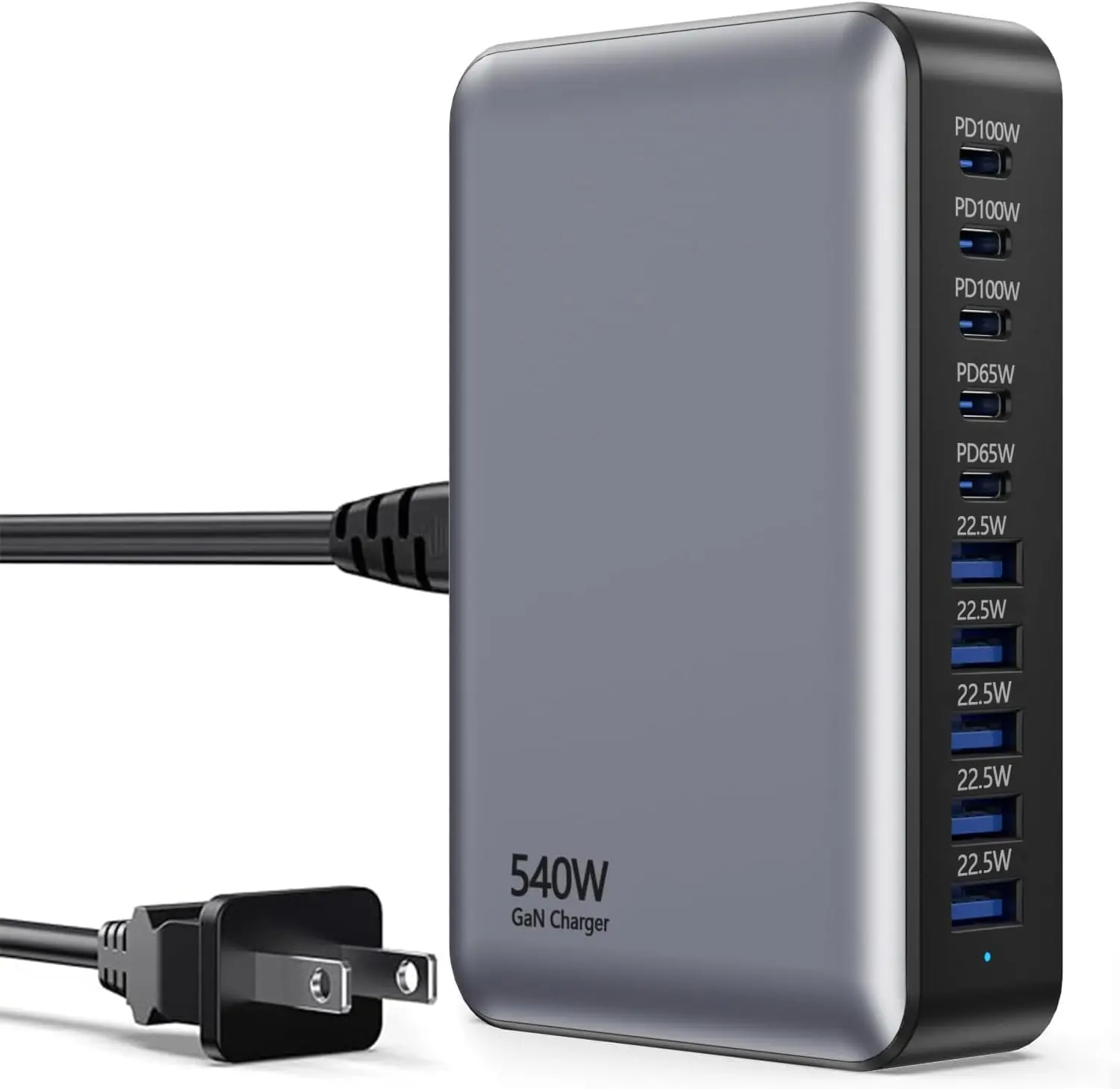 540W USB C Charger Block, 10 Port (5USBC+5UBSA) GaN III Fast Charging Station Hub, PD 100W and PD 65W Laptop Charger Adapter Compatible with MacBook Pro/Air, Lenovo, Dell, iPad, iPhone, Samsung