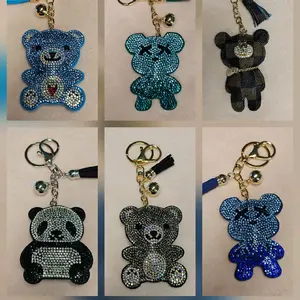 Cute Bear Bling Bag Charm Keychains
