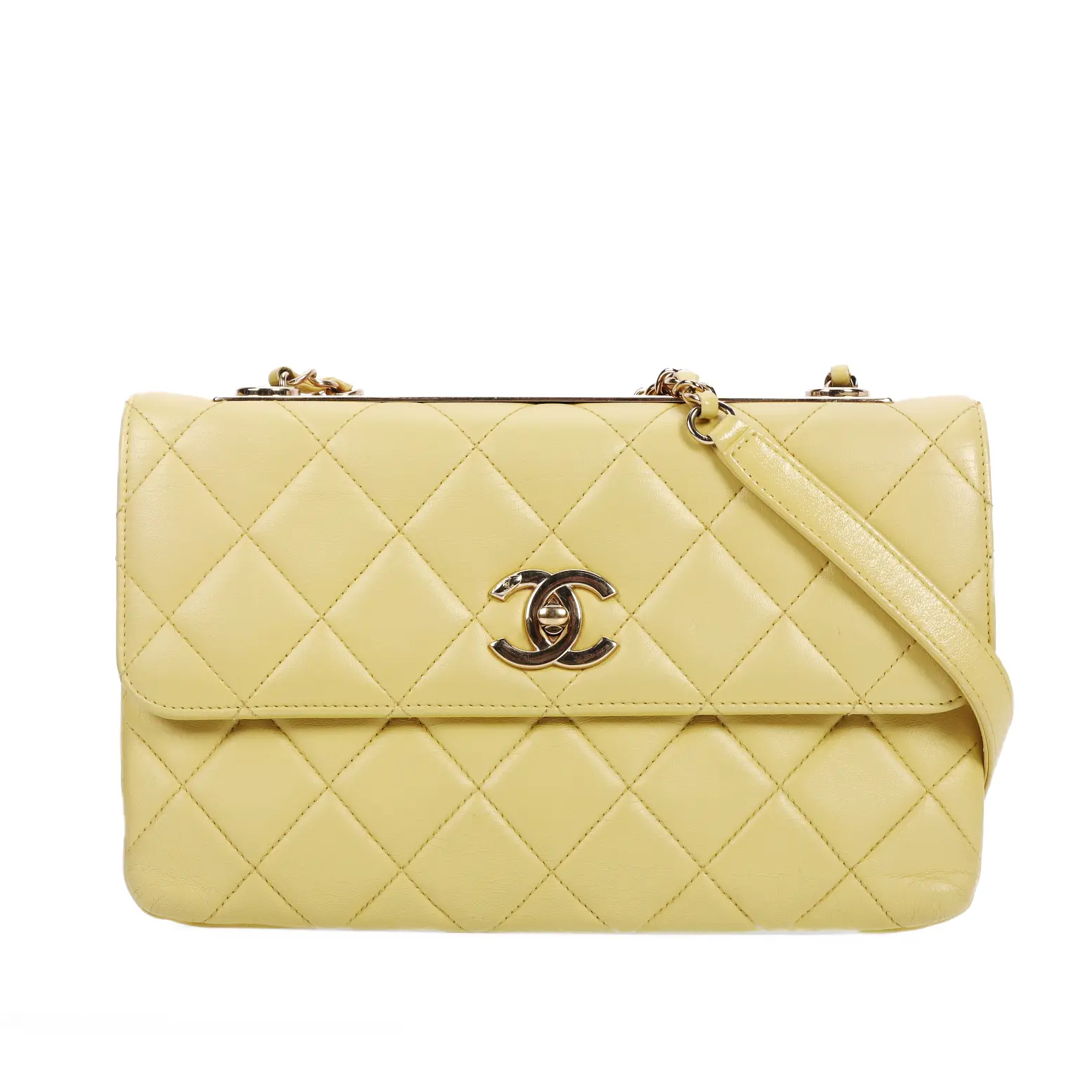 Pre-owned CHANEL Leather Shoulder Bags Yellow 78587916
