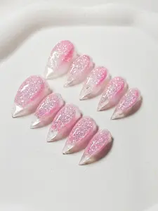 Jmnails-1 inch short dragon/cat  claw water press on Nails 10 Pcs and made AcrylicHolographic Glitter & Crystal Accents | Salon-Quality Statement Nails