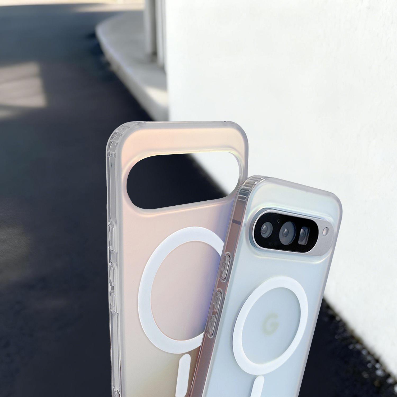 HISTORYOO Magnetic Case for Google Pixel 10/9/8 Magnetic Iridescent Armor Shield Shockproof Protective Full Series Compatible with MagSafe Holographic Iridescent Color Changing Effect Fashion Slim Cute Unique Matte Protective Hard TPU Phone Cover