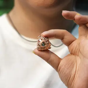 Openable Heart Locket: Hollow-out Design with Adjustable Chain | Includes 3 Botanical Scent Beads for Stress Relief & Sacred Mementos