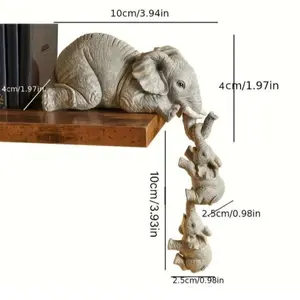 3-piece Cute Elephant Hugging Baby Resin Ornament Set, Mini Handmade Decorations, Home Desktop Display Stand, Decorative Gift Set, Mother Elephant (10cm long, 4cm wide), Baby Elephant (4cm long, 2cm wide)