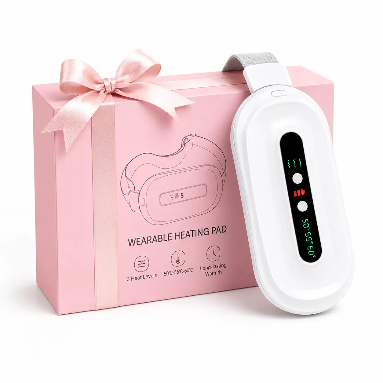 Wireless Portable Warm Waist Belt - Pink Soft Fabric Period Heating Pad, Adjustable Waist Wrap with Auto Shut-Off Timer, Gentle Heat for Menstrual Cramp Relief, Ideal Party Gift for Women