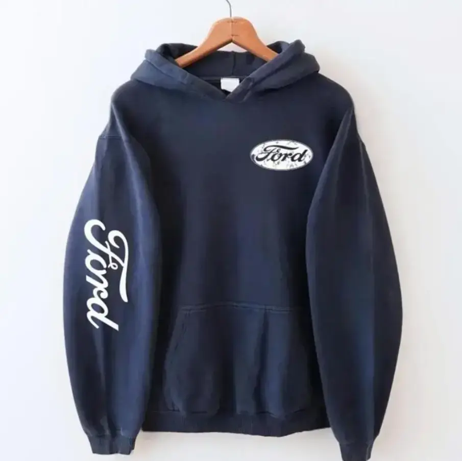 Vintage Ford Blue Logo Hoodie, Gift For Car Lovers, For Men For Him, Full Size, Full Color