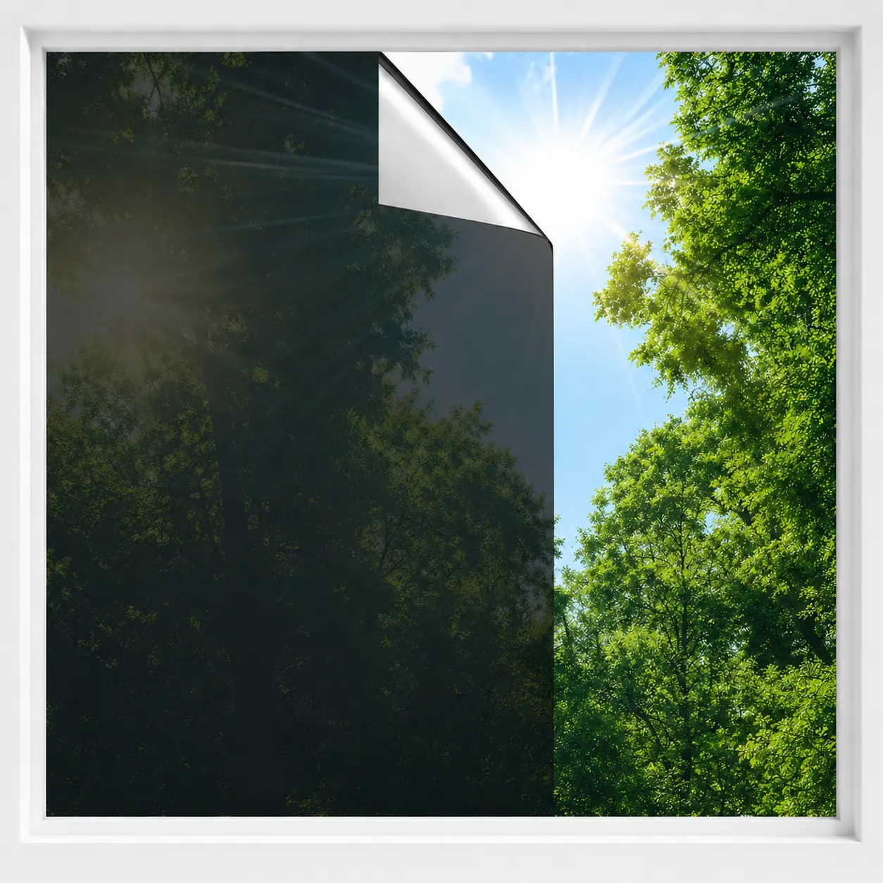 Privacy Window Film, Reflective Static Cling Energy Saver, Heat-Blocking Anti-UV Daytime See-Out-Not-In Solution for Home, Office, Bathroom Glass (Black, 17.5x78.7in), Reflective Film