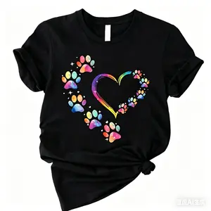 Heart and Paw Heat Transfer Patch Transfer Patch, Mixed Color Polyester Applique, Suitable for DIY T-shirt, Jeans, Backpack-Washable, Heat Transfer, Pattern
