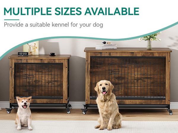 DWVO Dog Crate Furniture with Cushion, Dog Kennel Indoor with Wheels, Dog Crate End Table with Tray, 27" Dog Cage with Double Doors for Small Dog