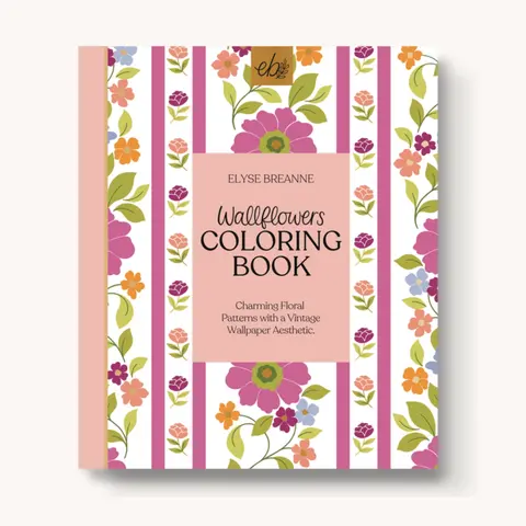 Wallflower Coloring Book - Vintage Wallpaper Style, 40 Hand-Drawn Pages, 180lb Heavyweight Paper, Single-Sided Printing, Perforated Easy Tear-Out Pages, All Seasons Office Art Supplies