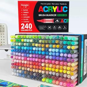 acrylic paint marker pen, 1 set acrylic paint brush marker set, gifts for kids, art supplies for rock, wood, plastic, drawing, fabric drawing painting & diy craft