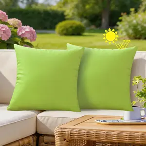 Outdoor Waterproof Throw Pillow Covers 18X18 Set of 2 Decorative Green Patio Furniture Summer Cushion Cases Outside Decor for Couch Garden Bench Porch