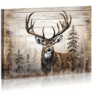 Deer Bathroom Wall Decor with Natural Wilderness Poster Country Farmhouse Style Canvas Painting Girly Bedroom Modern Home Decor Frameless Ornaments Decoration
