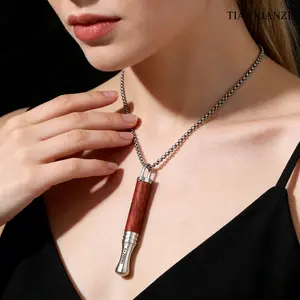 1pc Brazilian Bloodwood Necklace Inhaler High-End Red Style Essential Oil Scented Air Device for Replacing Bad Habits Perfect High-End Gift for Boyfriend or girlfriend Minimalist Chain