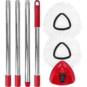 Mop Head Set for O-Ceda EasyWring 1-Tank System, Includes 2 Spin Mop Head, 1 Handle (30-58in 4-Section Pole), 1 Spin Mop Base