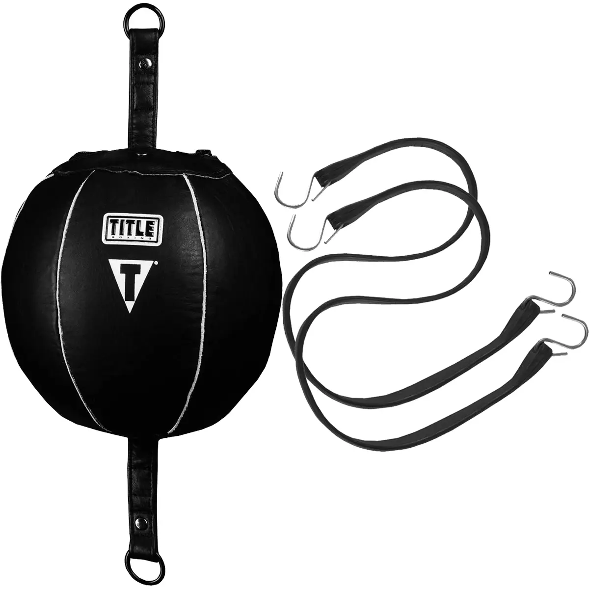 Title Boxing All-Leather Double End Bag - 9" Black, Heavy Bag for Boxing Training, MMA Workouts, Steel Hooks, Triple Stitched, Boxing Training Gear, Heavy Bags For Boxing Training