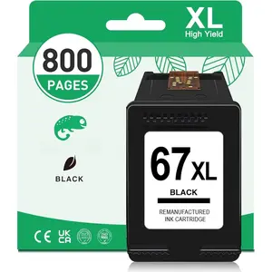 67XL Ink for  67 Black Ink  67 XL for Deskjet 2800e 2827e 2855e 2855 2852e 2842e 4200e 4255e 4227e Envy 6455e 6055e 6000e for  Ink 67 Black HP67 Ink Cartridges