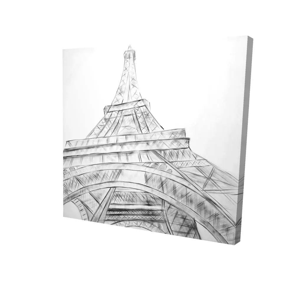 Begin Home Decor 2080-2424-AR1 24 x 24 in. Eiffel Tower Sketch Canvas - Black & White Bedroom Wall Art