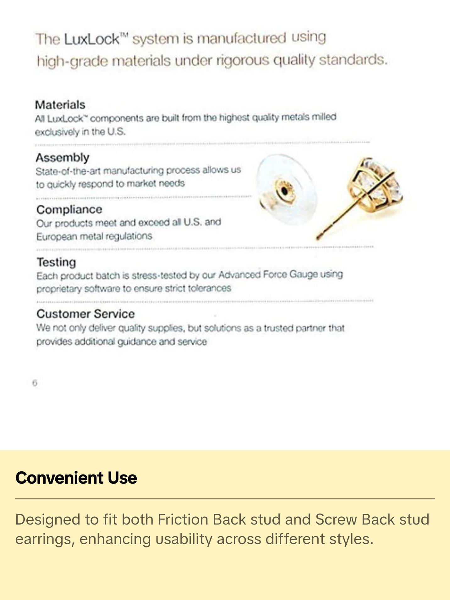 World's most secure Patented Replacement Earring Back in .925 Silver