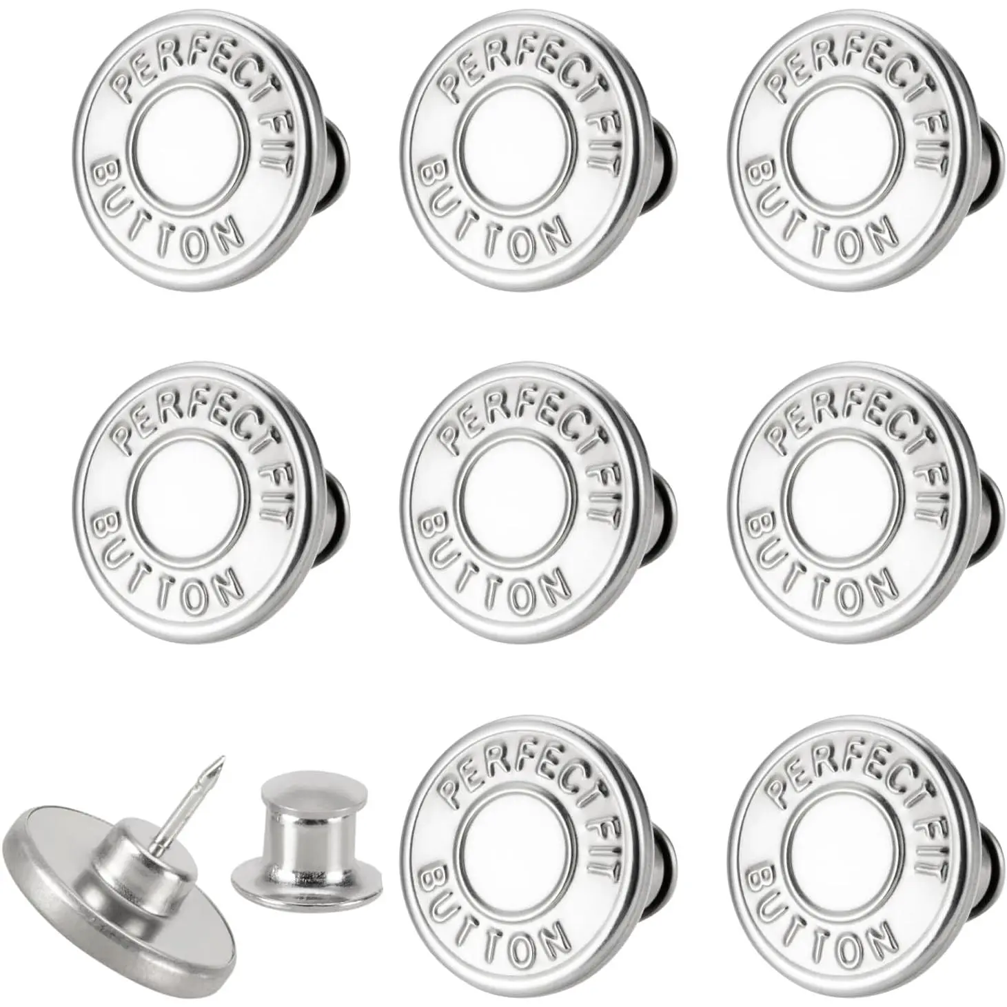 8 Sets of 17 mm Pants Button, Jean Buttons Pins for Loose Jeans, Adjustable Button for Jeans,  and Adjustable Metal Pants Button Tightener
