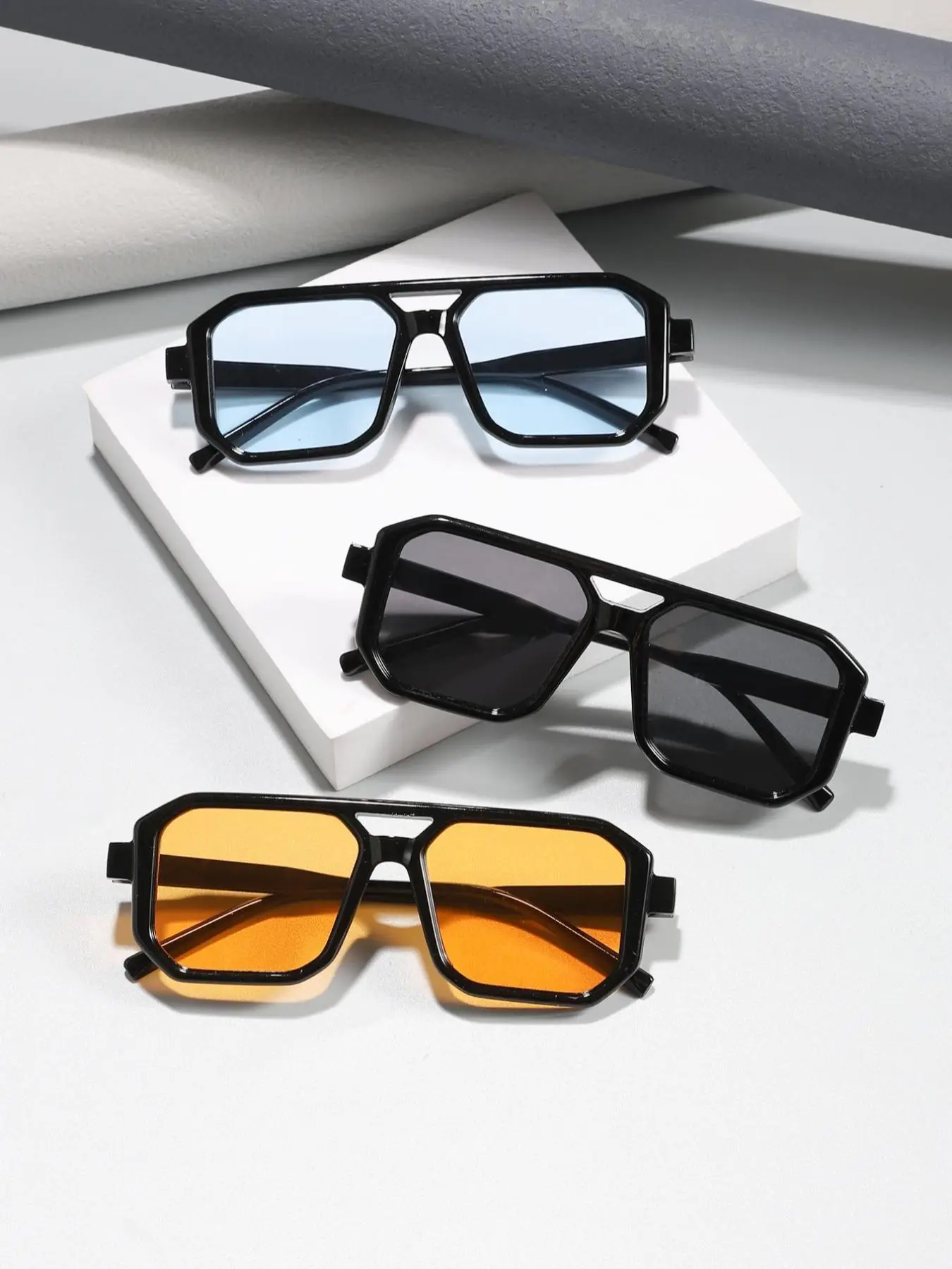 Fashion All-match Aviator Frames Sunglasses for Men & Women, Summer 2025 Geometric Glasses Frame, Fashion Tinted Lens Lightweight Sunglasses, Summer T