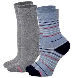 Crew Diabetic Socks for Women | Thin Stripe Half-Cushion | Dr. Motion (2-Pack)