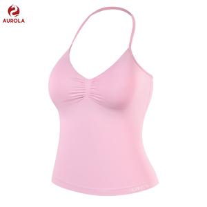 AUROLA Influence Longline Strappy Workout Halter Tops for Women,Removable Cups Padded Bras Impact Gym Yoga Sleeveless Top Fitness Outfits Shaping Vest