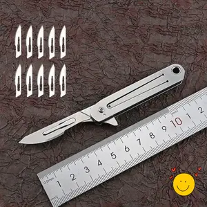 porfessional kitchen for cutting meat slices and cooking (equipped with 10 spare blades) Pocket scalpel knife 5-inch sharp stainless steel