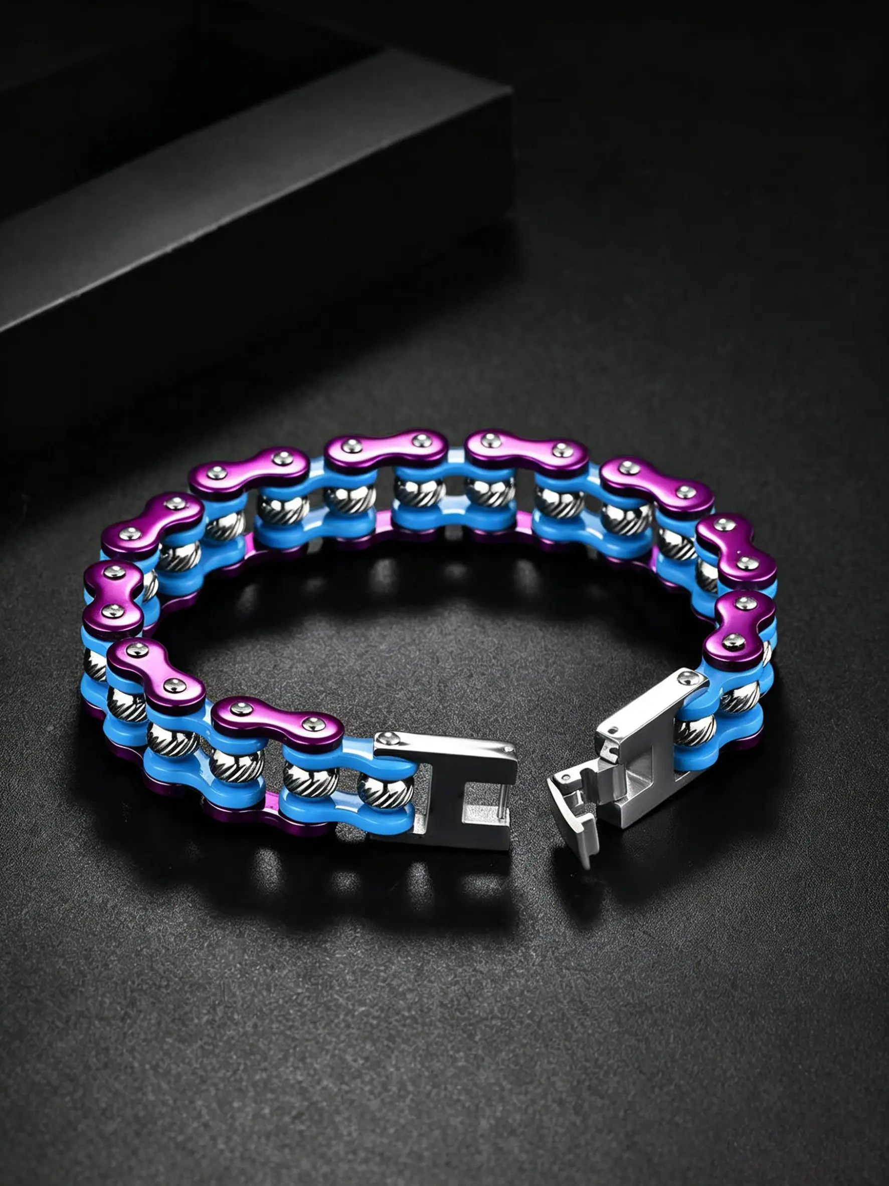 Titanium Steel Men's Motorcycle Chain Bracelet, Simple and Versatile Hip-Hop Style, Unique Personality Accessory, Perfect for Everyday Wear, Fashion Bracelet, Fashionable Bracelet