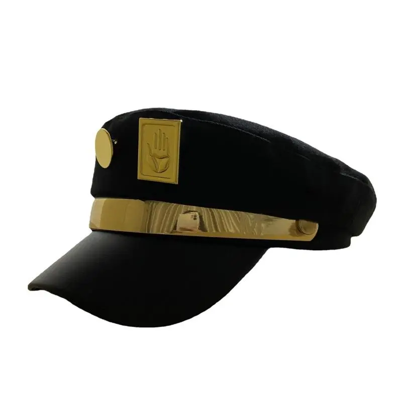JoJo's Bizarre Adventure Kujo Jotaro Cosplay Cap Unisex Adult Metal Badge Hat Prop