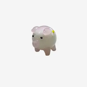 Good Luck Charm - Flower Pig Glass Figurine