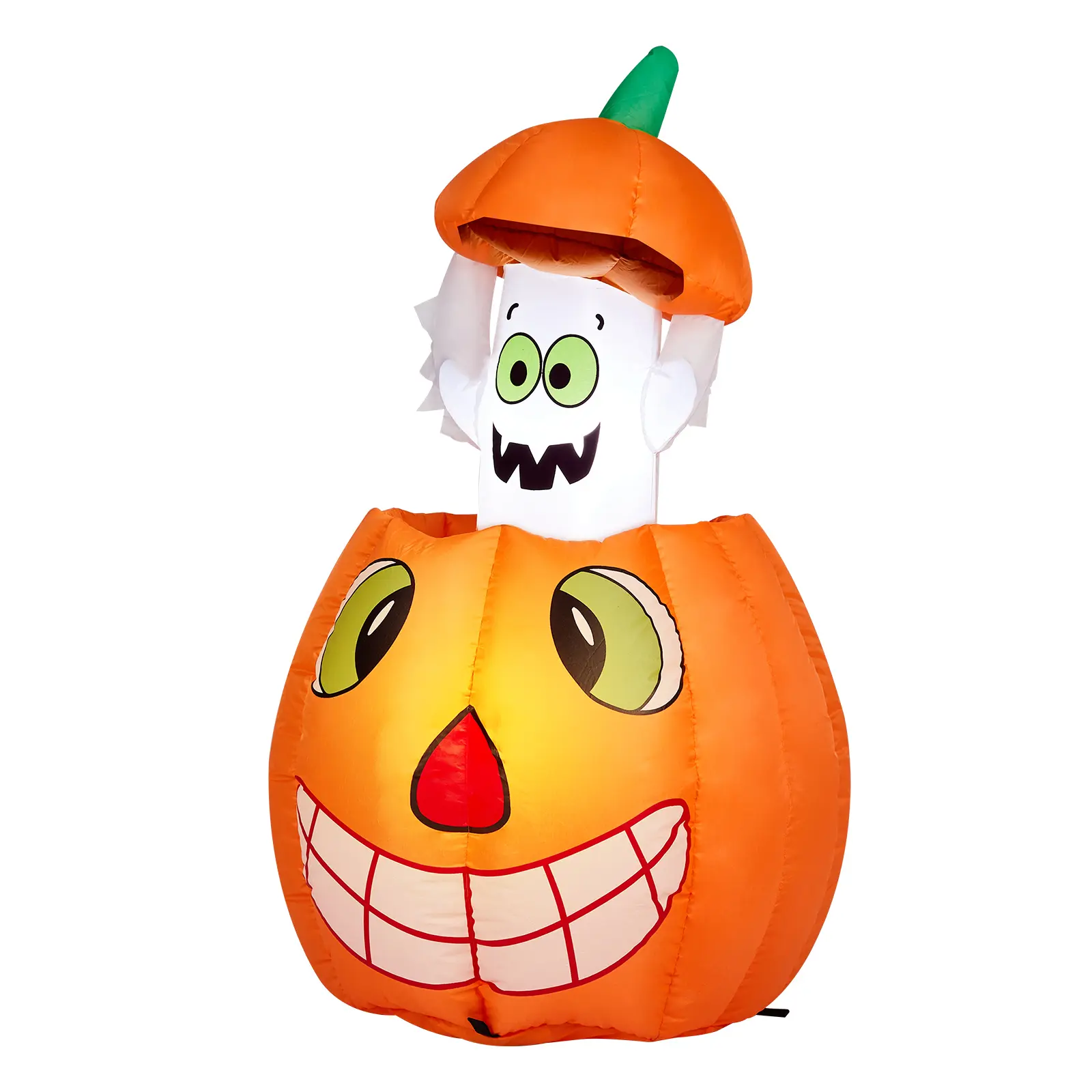 2.8 FT Halloween Animated Inflatable Pumpkin Ghost, Blow Up Yard Decor with Built-in White LED Lights, Weather-Resistant for Indoor Parties, Garden Lawn Small Spaces