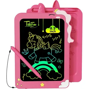 TEKFUN LCD Writing Tablet for Kids, 8.5 Inch Unicorn Toddler Doodle Board, Drawing Tablet, Reusable Electronic Pads Educational and Learning Toy Gift for 3-8 Years Old Boy and Girl (Pink) Colorful LCD Writing Tablet Pack