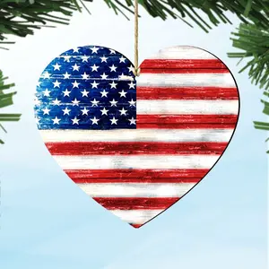 Designocracy 8198915-S2 5 x 5.5 in. Flag Land that I Love Wooden Ornaments - Set of 2