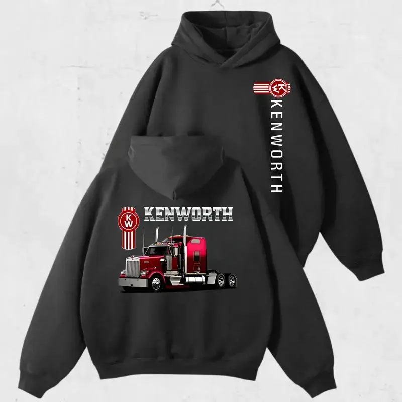 Kenworth Truck 2side Hoodie – Classic Semi Rig Sweatshirt for Men and Girl, Highway Trucker Outfit, Long Haul Vintage Graphic Pullover, Unisex Truckwear