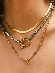 Waterproof Stainless Steel Chain Necklace, Unisex Casual Trendy Non Tarnish Necklace, Minimalist Chain Necklaces, fashion jewelry for Women Party. Daily Decor Trendy All-match & Exguisite Jewelry for Birthday Gift, Fashion Cool Accessories