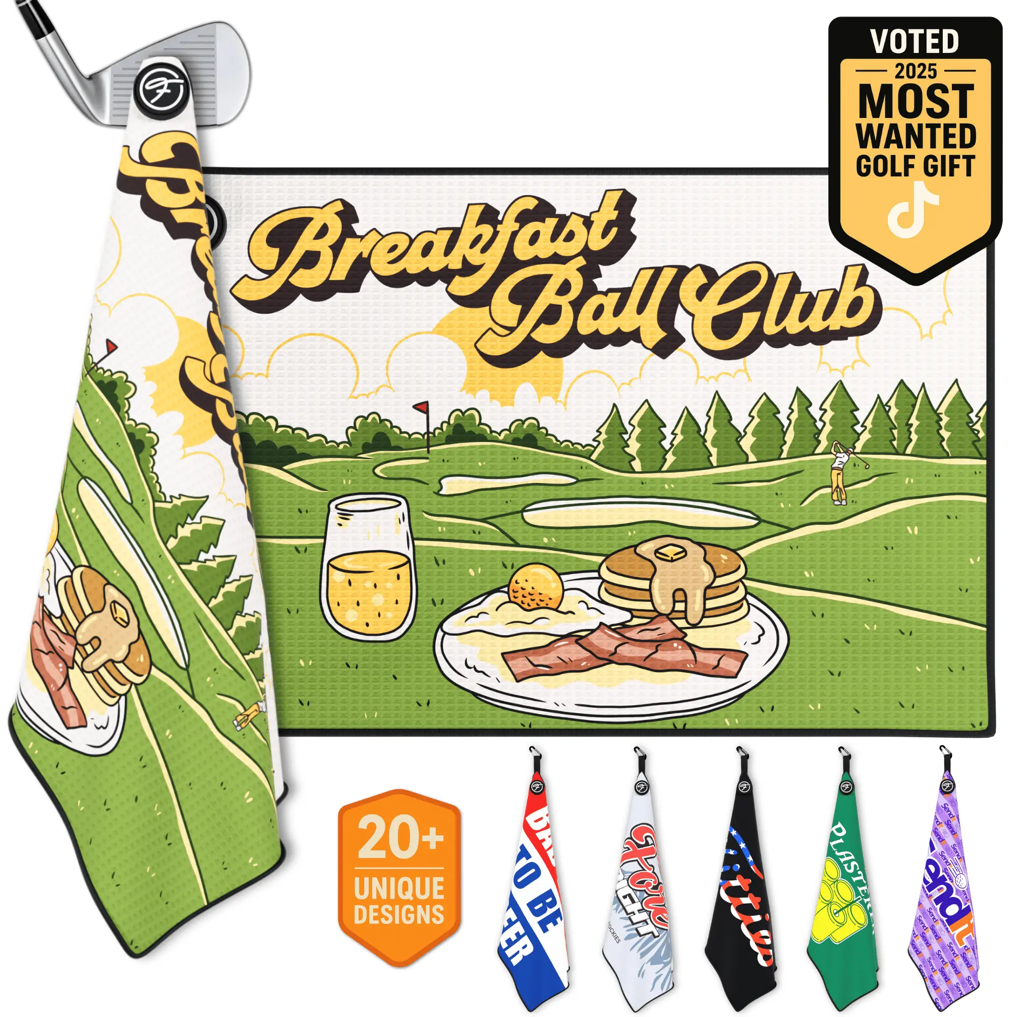 Fore Show Funny Magnetic Golf Towel Waffle Microfiber with Magnet for Golf Bags, Carts & Clubs - 24” x 16” Funny Golf Gift Accessory For Men